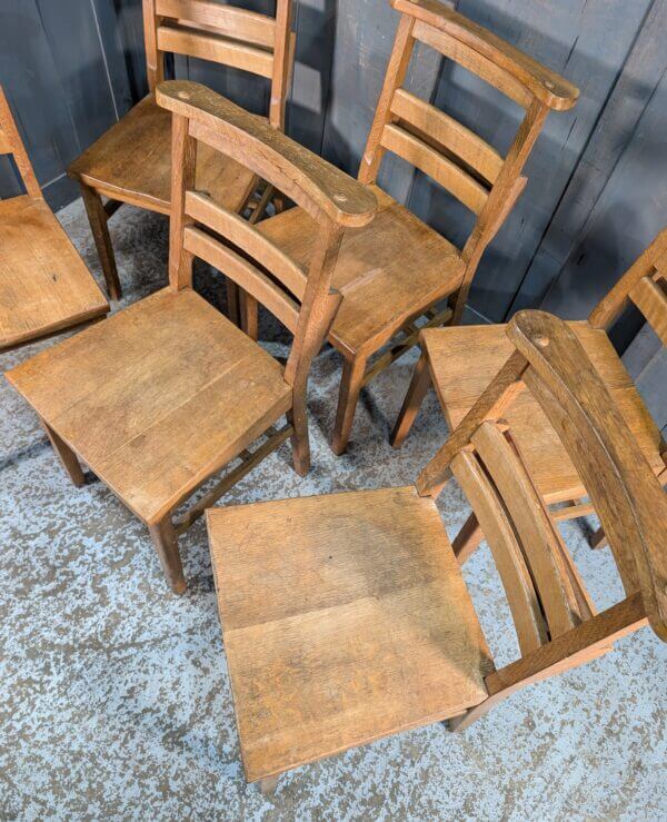 Heavy Oak Overbuilt Ladderback 1950's Vintage Church Chapel Chairs