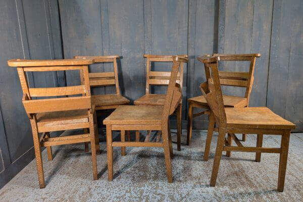 Heavy Oak Overbuilt Ladderback 1950's Vintage Church Chapel Chairs