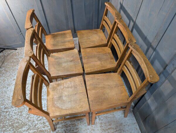 Heavy Oak Overbuilt Ladderback 1950's Vintage Church Chapel Chairs