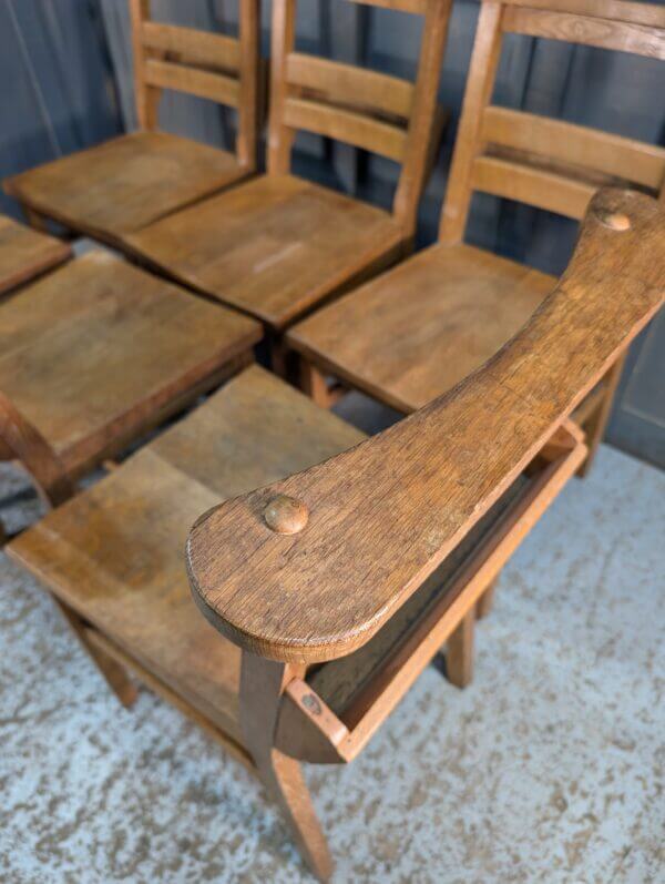 Heavy Oak Overbuilt Ladderback 1950's Vintage Church Chapel Chairs