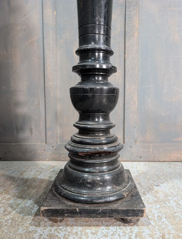 Victorian Church Black Painted Pine & Marble Plant Stand from Swansea