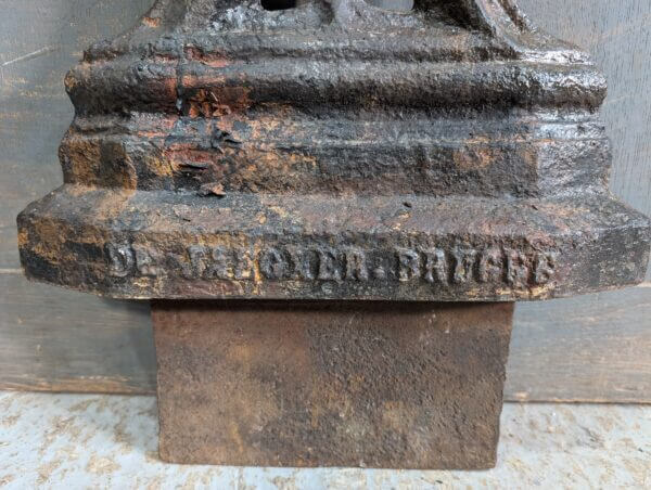 Extremely Large 2.1 Meter High Belgian 19th Century Cast Iron Cross Crucifix with Name Plate