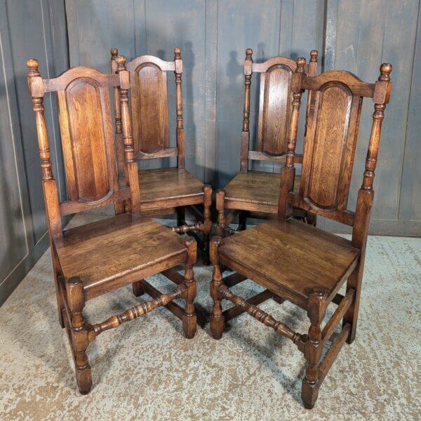 Excellent Quality Reproduction 17th Century Carolean Style Oak Dining Chairs