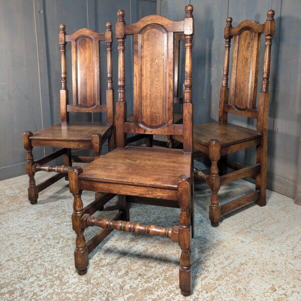 Excellent Quality Reproduction 17th Century Carolean Style Oak Dining Chairs