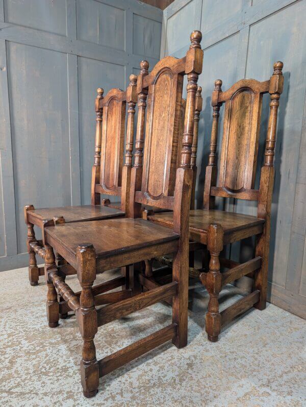 Excellent Quality Reproduction 17th Century Carolean Style Oak Dining Chairs