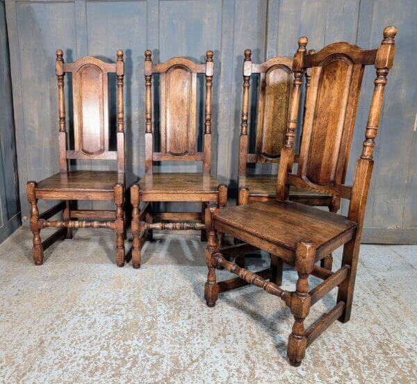 Excellent Quality Reproduction 17th Century Carolean Style Oak Dining Chairs