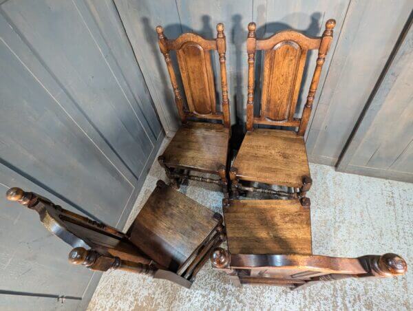 Excellent Quality Reproduction 17th Century Carolean Style Oak Dining Chairs