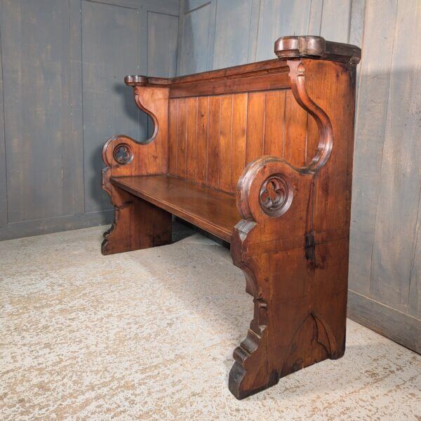 1870’s Small Gothic Pine Choir Pew from Church of Charles Borromeo Weybridge