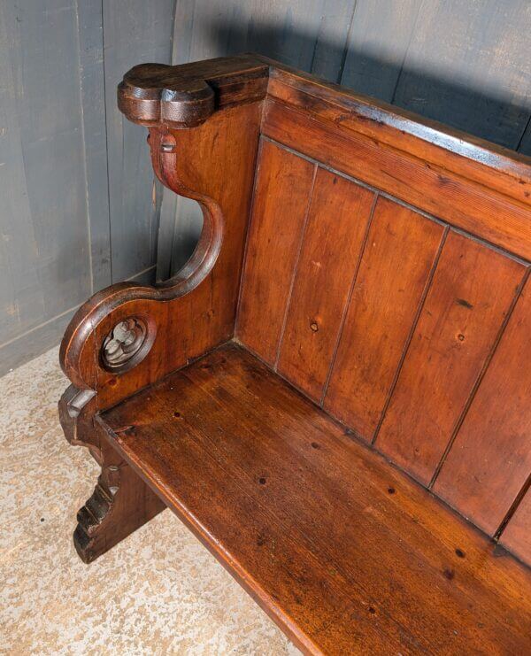 1870’s Small Gothic Pine Choir Pew from Church of Charles Borromeo Weybridge