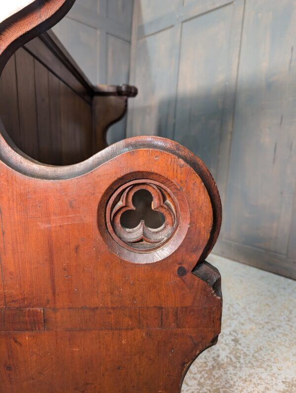 1870’s Small Gothic Pine Choir Pew from Church of Charles Borromeo Weybridge