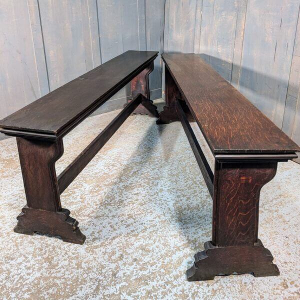 Matching High Seat Antique Darker Oak Church Backless Benches