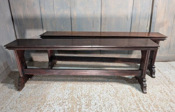 Matching High Seat Antique Darker Oak Church Backless Benches