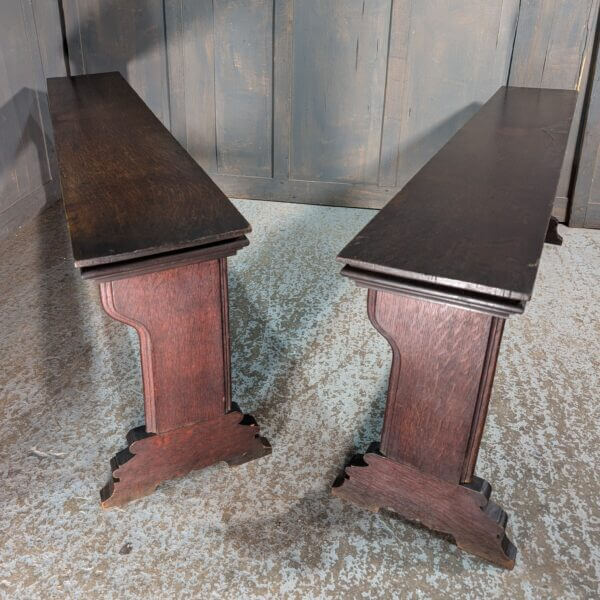 Matching High Seat Antique Darker Oak Church Backless Benches