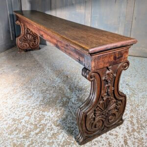 Highly Carved Inside & Out Antique Oak Bench from St Andrew's Oxford