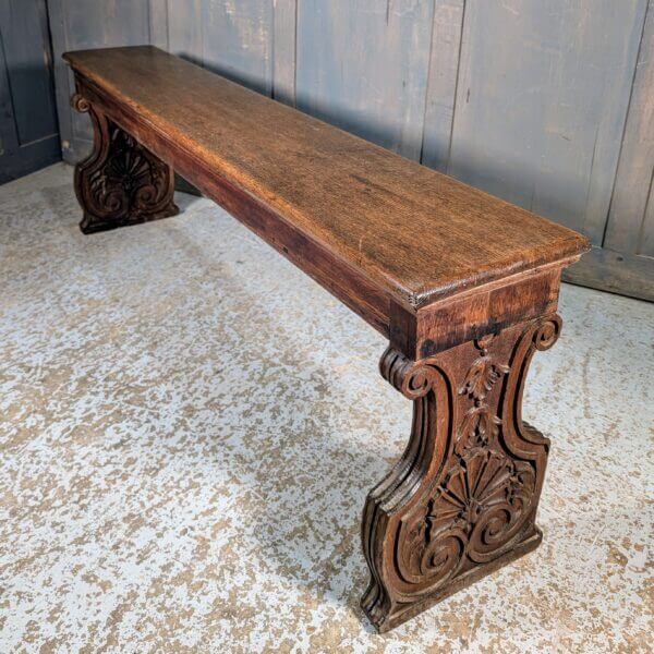 Highly Carved Inside & Out Antique Oak Bench from St Andrew's Oxford