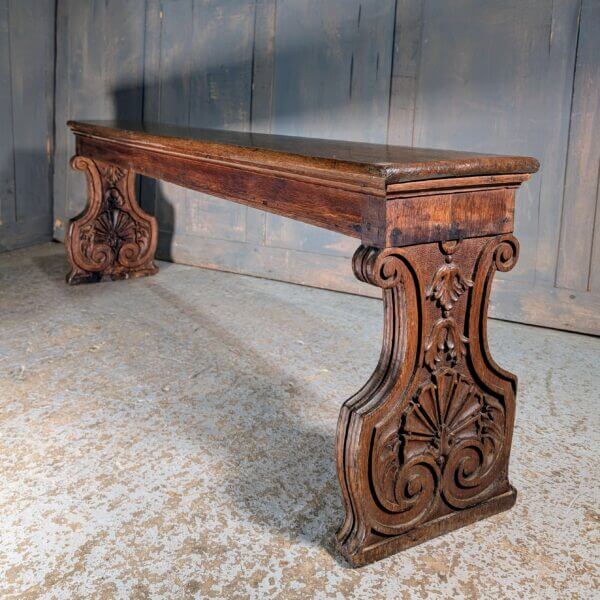 Highly Carved Inside & Out Antique Oak Bench from St Andrew's Oxford