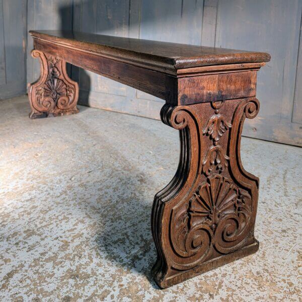 Highly Carved Inside & Out Antique Oak Bench from St Andrew's Oxford