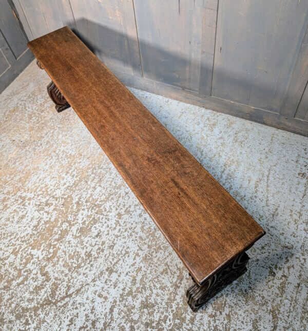 Highly Carved Inside & Out Antique Oak Bench from St Andrew's Oxford