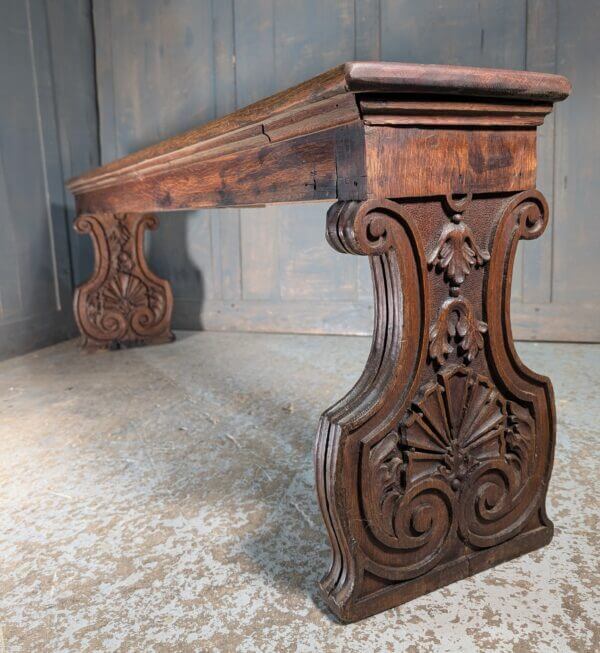 Highly Carved Inside & Out Antique Oak Bench from St Andrew's Oxford