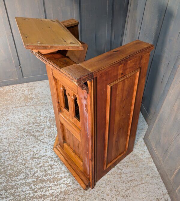 Wrap Around Antique Pine Gothic Lectern or Small Pulpit