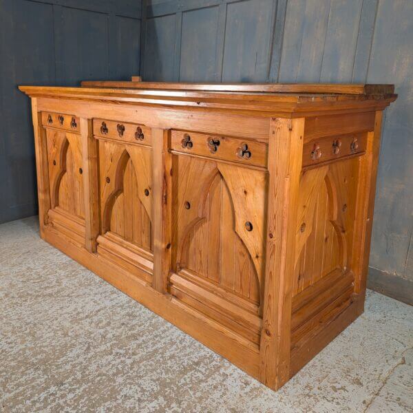 Restored & Varnished Victorian Pine Gothic Church Altar from St Andrew's Brentwood