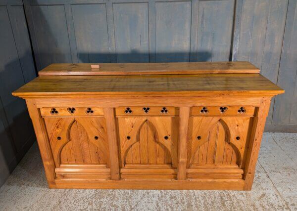 Restored & Varnished Victorian Pine Gothic Church Altar from St Andrew's Brentwood