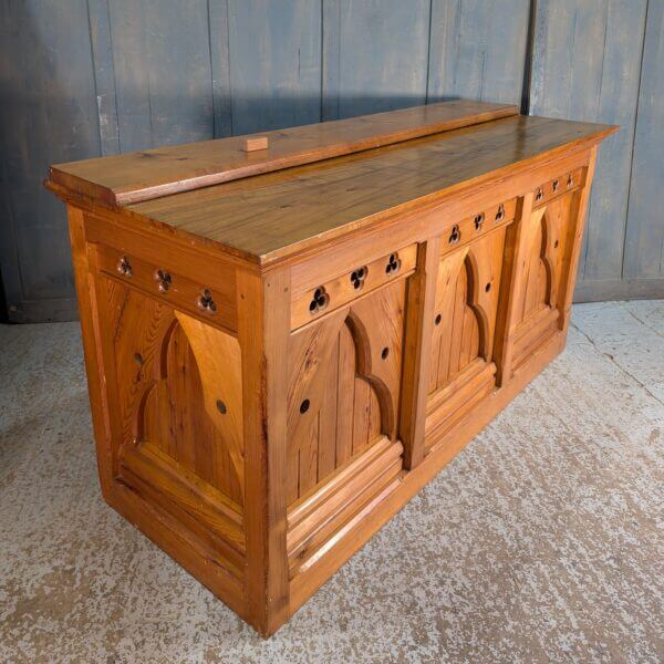 Restored & Varnished Victorian Pine Gothic Church Altar from St Andrew's Brentwood