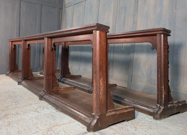 Antique Darker Oak Altar Rials Kneelers from St Oswald's Rugby