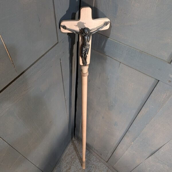 Unusual Modern Processional Cross with Heavy Dark Metal Corpus