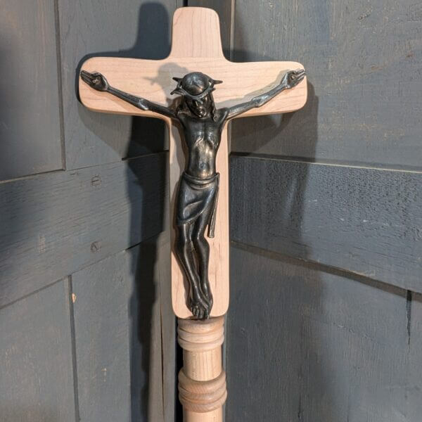 Unusual Modern Processional Cross with Heavy Dark Metal Corpus