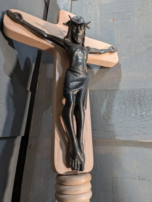 Unusual Modern Processional Cross with Heavy Dark Metal Corpus