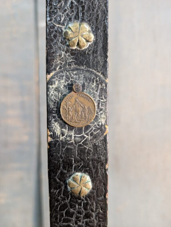 1700's Brass & Black Painted Wood Table Crucifix