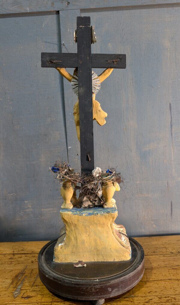 Remarkable & Striking Antique French 'Golden' Crucifix with Angels & Ornate Base