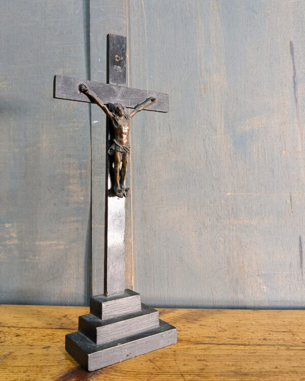 Rare Early 1700's Bronze & Wood French Crucifix