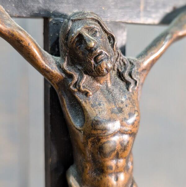 Rare Early 1700's Bronze & Wood French Crucifix