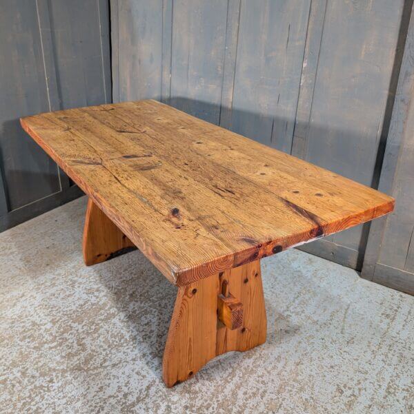 Simple Post -War Pine Slab Table from The Vestry St Andrews Brentwood