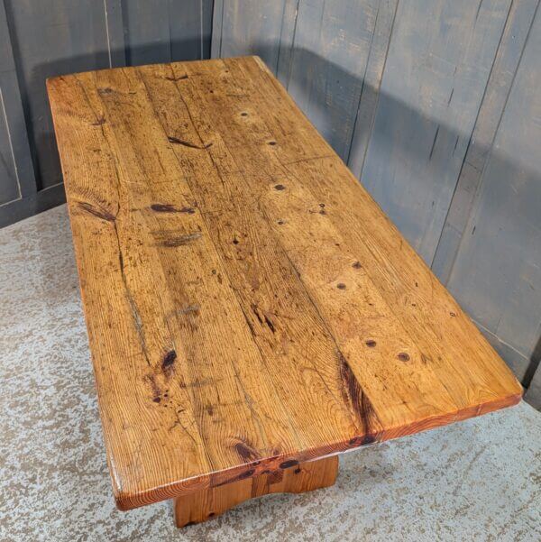 Simple Post -War Pine Slab Table from The Vestry St Andrews Brentwood