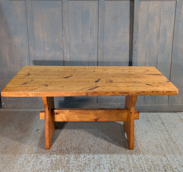 Simple Post -War Pine Slab Table from The Vestry St Andrews Brentwood