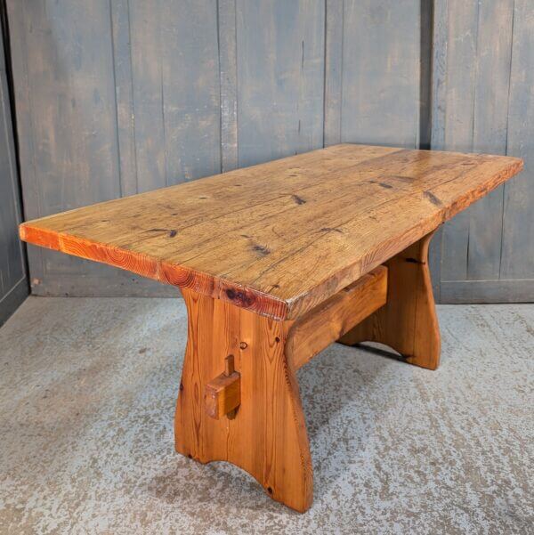 Simple Post -War Pine Slab Table from The Vestry St Andrews Brentwood