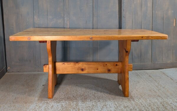 Simple Post -War Pine Slab Table from The Vestry St Andrews Brentwood