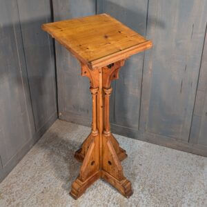 Stripped Pine Gothic Victorian Pedestal Church Lectern from St Andrews Brentwood