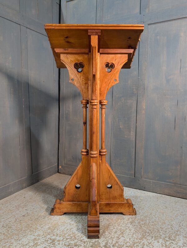 Stripped Pine Gothic Victorian Pedestal Church Lectern from St Andrews Brentwood