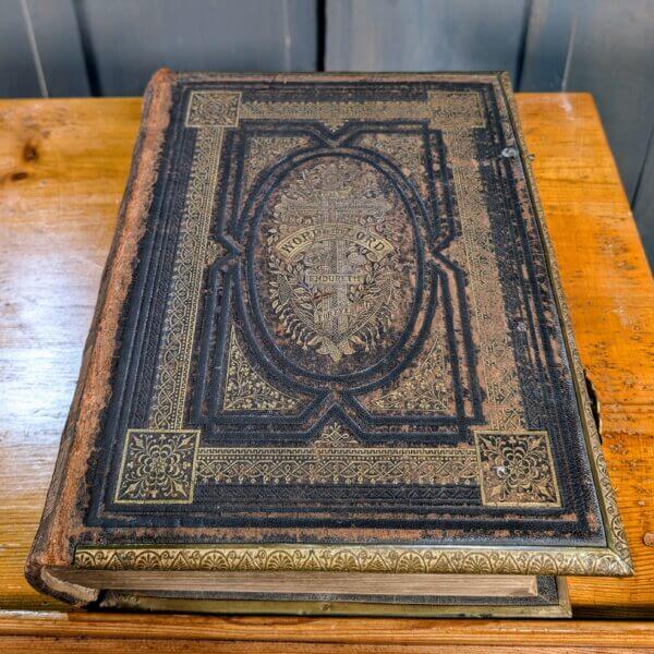 Colourful Brass and Gold Tooled Leatherbound Large Church Lectern Bible from St Andrews Brentwood