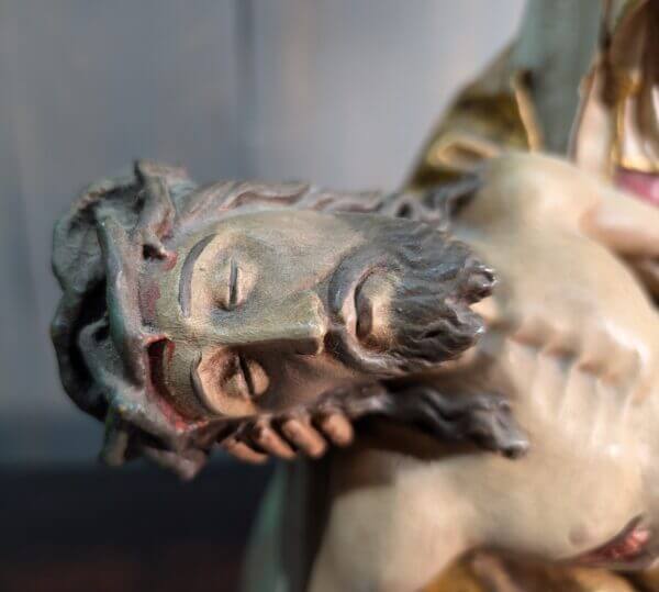 Excellent High Quality 16th Century North European Style Hand Painted Pieta Religious Statue