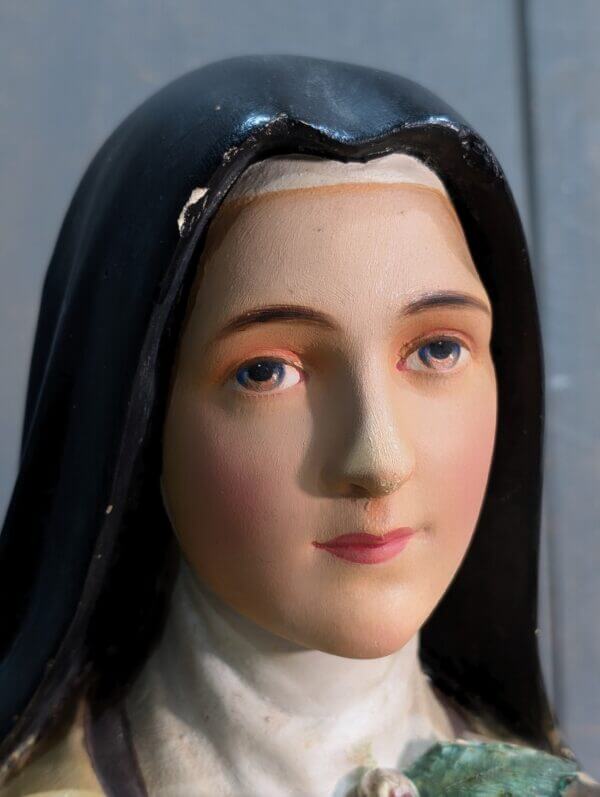 Exceptionally Pretty Large Antique Religious Statue of St Therese of Lisieux 'The Little Flower'