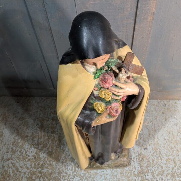 Exceptionally Pretty Large Antique Religious Statue of St Therese of Lisieux 'The Little Flower'