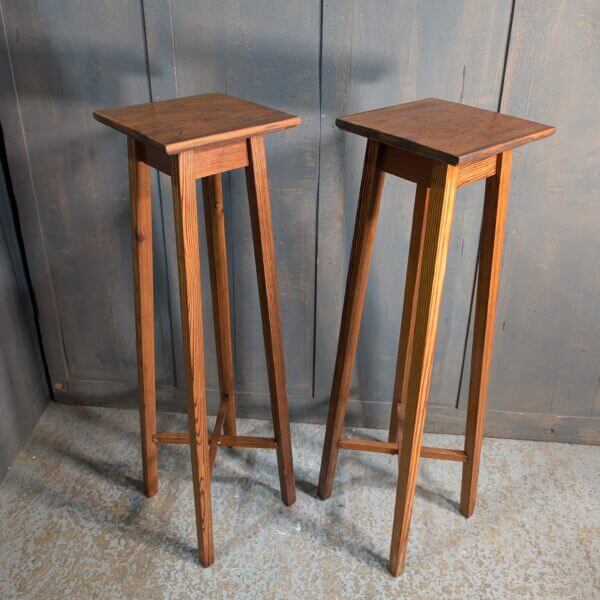 Antique Arts & Crafts Era Influenced Baltic Pine Plant Stands