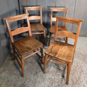 Set of 4 Very Good Colour Medium Brown Ladderback Church Chapel Chairs from St Paul's Tunbridge Wells