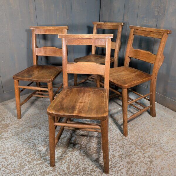 Set of 4 Very Good Colour Medium Brown Ladderback Church Chapel Chairs from St Paul's Tunbridge Wells