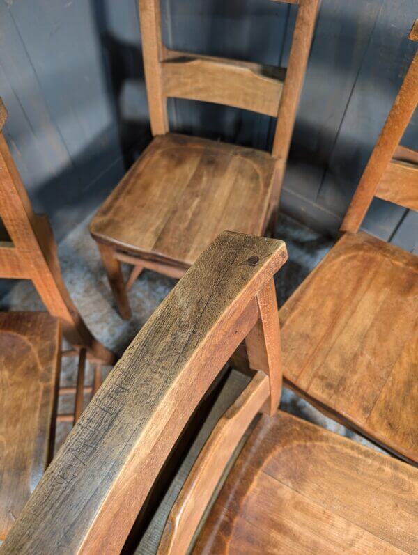 Set of 4 Very Good Colour Medium Brown Ladderback Church Chapel Chairs from St Paul's Tunbridge Wells